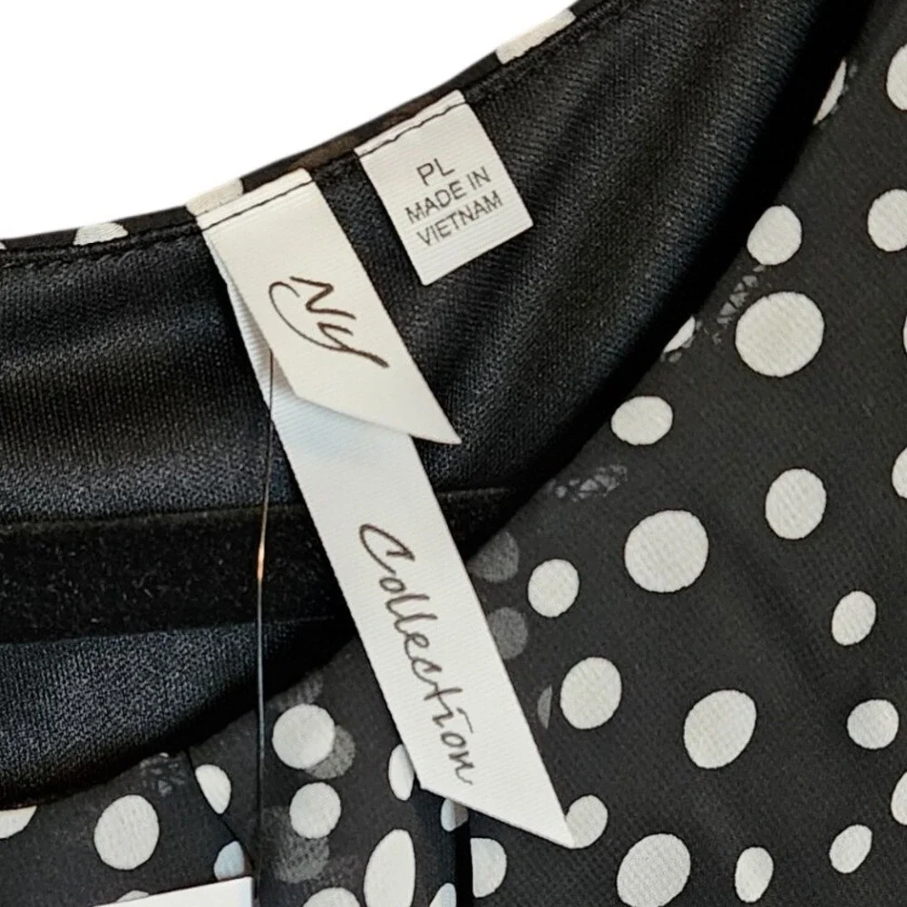 NY Collection Womens Black White Polka Dot Sleeveless Midi Dress CCD0525 PL NWT